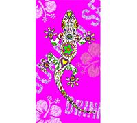 Miracle Home. Microfiber Beach Towel Lagartija, 100% Polyester, Rosa, 95 X 175 Cm. 15090