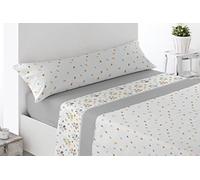 Miracle Home. Set di 4 pezzi, lenzuolo con angoli regolabile, piano e due federe. 50% cotone-50% poliestere. 180 x 200. Grigio