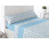 Miracle Home. Set di lenzuola Acari, set di 4 pezzi, lenzuolo con angoli regolabile, piano di lavoro e due federe. 50% cotone-50% poliestere. 180 x 200, blu