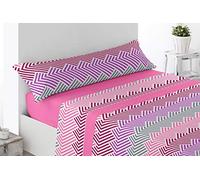 Miracle Home. Set di lenzuola Lucena, set di 3 pezzi, lenzuolo con angoli regolabile, piano e federa. 50% cotone-50% poliestere. 105X200. rosa