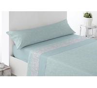 Miracle Home. Set di lenzuola RODA Set da 3 pezzi, lenzuolo con angoli regolabili, piano di lavoro e federa. Anti peeling. 50% cotone/50% microfibra spazzolata. blu. 90 x 200. Letto 90