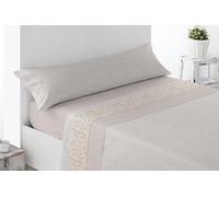 Miracle Home. Set di lenzuola RODA Set di 4 pezzi, lenzuolo con angoli regolabili, sopra e 2 federe. Anti peeling. Beige. 180 x 200. Letto da 180. 2 federe per cuscino da 107 x 45 cm
