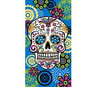 Miracle Home. Telo mare in microfibra Calabera Mexican, 100% Poliestere, 95 X 175 Cm. Turquesa. 11749