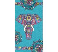 Miracle Home. Telo mare in microfibra Elefante, 100% Poliestere, 95 X 175 Cm. 11828