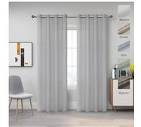 Miracle Home. Tende moderne ed eleganti in 2 pezzi (un pezzo incluso) per soggiorno e camera da letto con occhielli. Margarita. 200cm (anche) x 260cm (alto). Bianco