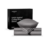 Miracle Made Lenzuolo con angoli extra Luxe Cool IT True Grip, grigio argento, per letto king size, 4 pezzi, infuso argento, tessuto eucalipto a 300 fili, per letto king size