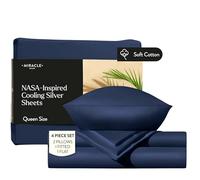 Miracle Made® Luxe Lenzuola rinfrescanti - Navy, Queen - 4 pezzi argento infuso, 300 fili, termoregolante Miracle Clean & Cool ™, tessuto eucalipto pelli sensibili ultra traspirante