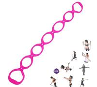 Miracle Miles - Fascia elastica per esercizi di resistenza, 7 anelli, per yoga, stretching, braccia, spalle, piedi, gambe, glutei, fitness, casa, palestra, fisioterapia (rosa)