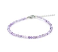 Miracles Minéraux Bracciale con perline rotonde sfaccettate, 2 m, pietra naturale, artigianato francese, più di 50 modi, 17 cm, Acciaio inossidabile pietra lega d'acciaio