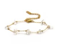 Miracles Minéraux Bracciale in acciaio inossidabile placcato oro con pietre naturali | Gioiello Elegante| Fatto a mano in Francia | litoterapia | benessere, Taglia unica, Pietra, acciaio inox dorato
