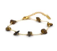 Miracles Minéraux Bracciale in acciaio inossidabile placcato oro con pietre naturali | Gioiello Elegante| Fatto a mano in Francia | litoterapia | benessere, Taglia unica, Pietra, acciaio inox dorato