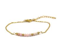 Miracles Minéraux Bracciale in acciaio inossidabile placcato oro con pietre portafortuna naturali | Gioiello elegante, fatto a mano in Francia | litoterapia | benessere, Taille unique, Pietra, acciaio