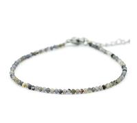 Miracles Minéraux Bracciale rotondo sfaccettato 2 m, pietra naturale, creazione artigianale francese, più di 50 scelte, Petite (P) pour femme ou Moyenne (M) pour homme, Acciaio inossidabile Pietra