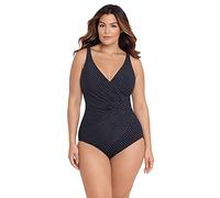 Miraclesuit Costume da Bagno da Donna Plus Size Pin Point Oceanus Soft Cup Tummy Control One Piece, Nero/Bianco, 18 Große Größen