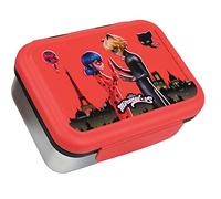 Fun House MIRACULOUS 006086 Ladybug - Scatola per merenda in acciaio inox, per bambini, altezza 6,5 x larghezza 17 x profondità 13,5 cm, colore: Rosso