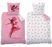 Miraculous Ladybug - Biancheria da letto per bambini Shadow, 135 x 200 + 80 x 80 cm, 100% cotone flanella di qualità Marinette Adrien Cat Noir Lady Bug Bambina Parigi con chiusura lampo, misura