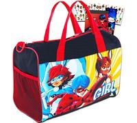 Miraculous Ladybug - Borsone da viaggio per bambini, con borsa da viaggio Miraculous Ladybug, 43,2 cm, con adesivi e altro ancora (borsa Miraculous Ladybug per ragazze), Borsa Miraculous Ladybug per ragazze, ladybug duffle bag, Borsa da viaggio Ladybug, borsone con coccinella, adesivi Miraculous Ladybug