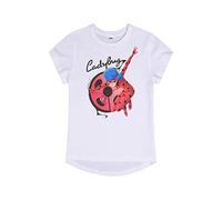 Miraculous Ladybug - Maglietta a maniche corte per bambini, bianco, 122 cm-128 cm