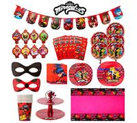 Miraculous Ladybug Party in a Box Kit - Festeggiamento, festa di compleanno, per bambini - 100 pezzi - Cat Noir - Forniture per feste - Licenza ufficiale (kit completo)