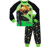 Miraculous Ladybug - Pigiama a Maniche Lunga per Ragazzi - Cat Noir - Vestibilitta Stretta - 9-10 Anni