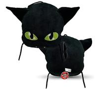Miraculous Ladybug Plagg - Cuscino in peluche da 40 cm, extra morbido, per bambini, con una grande tasca segreta con cerniera sul retro (Wyncor)