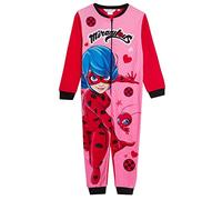 Miraculous Pigiama intero per ragazze, Ladybug, pigiama in pile per bambini, per travestimento, tuta da gioco, costume, pigiama, abbigliamento da casa con cerniera, Rosa, 7-8 Jahre