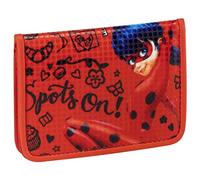 MIRACULOUS - Portafoglio e Portamonete Bambina e Bambino Ladybug con Vani Porta Carte e Porta Monete, Chiusura a Bottone e Tasca Interna a Velcro - Portafogli Gadget Utili Bambini, 8,5x11,5h cm, Rosso