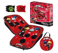 Miraculous Ufficiale - Cornhole Battle Ladybug & Chat Noir - Leggero e Pieghevole in Tessuto 90×60 cm - 2 Tavole + 8 Sacchetti + Borsa da Trasporto - Gioco Bambini Adulti - Original Corner