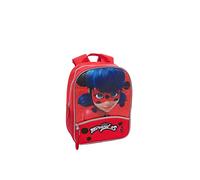 MIRACULOUS - Zainetto Bambina e Bambino Ladybug con Spallacci Imbottiti e Regolabili, Vano e Tasca Frontale Zip - Zainetto Asilo Bambino con Etichetta Porta-Nome Interna, 23x30hx10cm, Rosso con Stampa