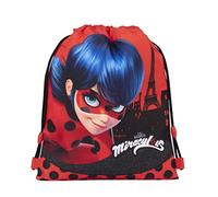 MIRACULOUS - Zainetto Bambina e Bambino Personalizzato Ladybug con Chiusura a Coulisse, Tasca Posteriore Zip e Sistema Anti-soffocamento, Valido come Sacca Sportiva e Asilo, 34x42h cm, Roso con Stampa