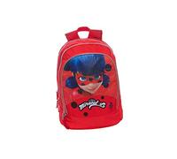 MIRACULOUS - Zaino Organizzato Ladybug Scuola, con Spallacci e Retro Imbottiti, Ampio Vano e Tasche Zip - Zainetto Bambina e Bambino - Zaino Scuola 32x44hx23 cm, Rosso + Stampa