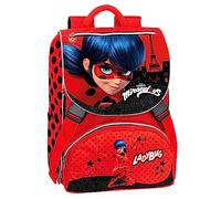 MIRACULOUS - Zaino Scuola Ladybug Regolabile con Estensione Soffietto 9 cm, Chiusura Zip e Tasche - Zainetto Bambina + Portamonete in Silicone Tikki in Omaggio, 29x41hx13,5 cm, Rosso con Stampa e Logo
