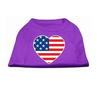 Mirage - Camicia con stampa a cuore, motivo bandiera americana, XXXL, colore: Viola