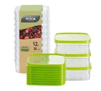 MiraHome Contenitore di freschezza contenitore per congelamento, 0,3 l, rettangolare, piatto, confezione da 12, colore: Verde