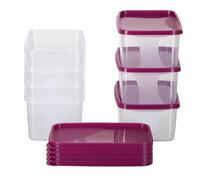 MiraHome Contenitori per congelatore, 8 x 1,3 l, rettangolari, rosa, con coperchio, ermetici, contenitori trasparenti per alimenti e organizzazione - Austrian Quality