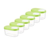MiraHome Set di 6 contenitori con coperchio, 0,14 l, colore verde, ermetici, per spezie e alimenti, contenitori salvafreschezza con coperchio, contenitore con funzione