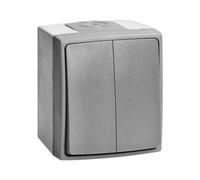 Miratic Interruttore a Pulsante e Bilanciere - Luce Muro, on/off, Bipolare IP55 - Grigio Grafite