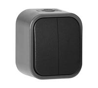 Miratic Interruttore Bipolare a Due Posizioni 2 Vie 10A 250V Interruttore da Esterno Montaggio a Parete Ambienti Umidi IP54 Ideale per Garage Lavanderia Cantina Laboratorio Bagno (grigio-nero)