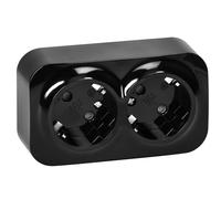 Miratic Presa a Muro 2 x 2 Poli + Terra Schuko Presa Multipla Colore Nero IP20 (2 prese)