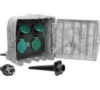 Miratic Presa Multipla da Giardino Effetto Pietra Prese da Esterno Impermeabili 4x2 P+T Schuko Cavo di 3m Protezione Prese Esterne 2 Modi di Funzionamento: Automatico (max.1100W)/Manuale (max.3680W)