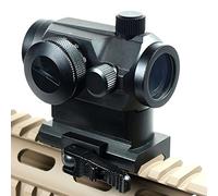 Mirino olografico riflettente a punti rossi e verdi con doppie rotaie a profilo alto/basso, vista del fucile softair