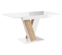 Mirjan24 Atraks, tavolo da pranzo rettangolare, pratico, tavolo da cucina, tavolo da pranzo, tavolo allungabile (bianco lucido/rovere Sonoma)