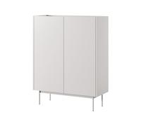 Mirjan24 Comò Celarii CKD97 con 2 ante, interno 3 scomparti, piedini in metallo, chiusura morbida, alta, cassettiera, credenza, mobile multiuso (cashmere + rovere Linea)