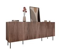 Mirjan24 Comò Trigev 200 4D con 4 ante, interno 8 scomparti, comò con frontali scanalati, senza maniglie, piedini in metallo, credenza, armadietto multiuso (noce Warmia)