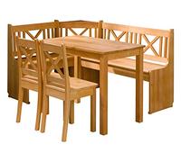 Mirjan24 Gruppo di panca angolare Ixi, set da cucina in legno di ontano, panca angolare da cucina, con 2 pratiche scatole, 2 sgabelli, tavolo, sala da pranzo (ontano)
