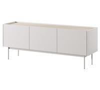 Mirjan24 Mobile TV Lowboard Celarii C144 con 3 ante Mobile TV a 3 scomparti, piedini in metallo, chiusura morbida, tavolo TV, credenza, TV tavolo TV, mobile TV (cashmere + rovere Linea)