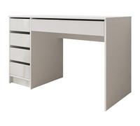 Mirjan24 Scrivania Ada, 5 cassetti universali, scrivania per computer, scrivania per bambini, tavolo da lavoro, tavolo per PC, camera dei ragazzi, cameretta dei bambini (bianco/bianco lucido)