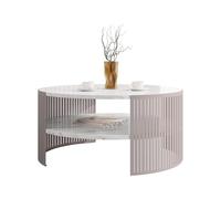 Mirjan24 Tavolino da caffè con ripiano Fahugin, forma rotonda, gambe in metallo, tavolino da caffè, tavolino, tavolino da salotto, tavolino da tè, tavolino da caffè (bianco marmo / cashmere)