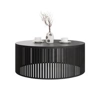 Mirjan24 Tavolino Jervag, forma rotonda, tavolino da caffè, gambe in metallo, tavoli da soggiorno, tavolino, tavolino da tè (nero/nero molet)