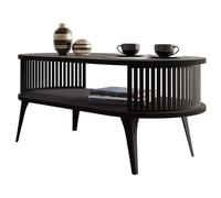 Mirjan24 Tavolo da caffè con ripiano Rajkon, forma ovale, gambe in metallo, tavolino, tavolino da salotto, tavolino da tè, tavolino da tè (nero Molet, nero)